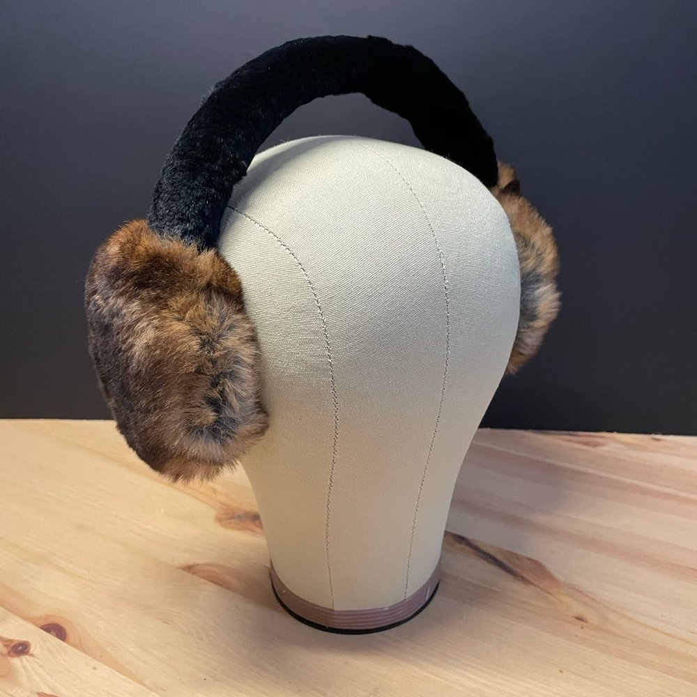 Rabbit Fur Earmuffs Brown Black